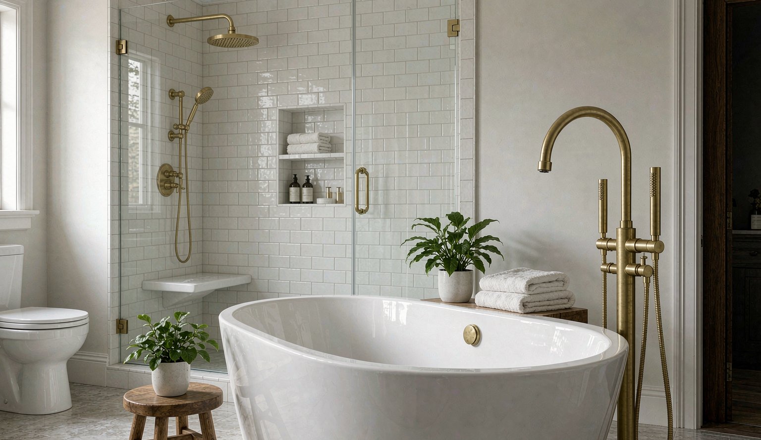 Home Family bathroom with freestanding bath