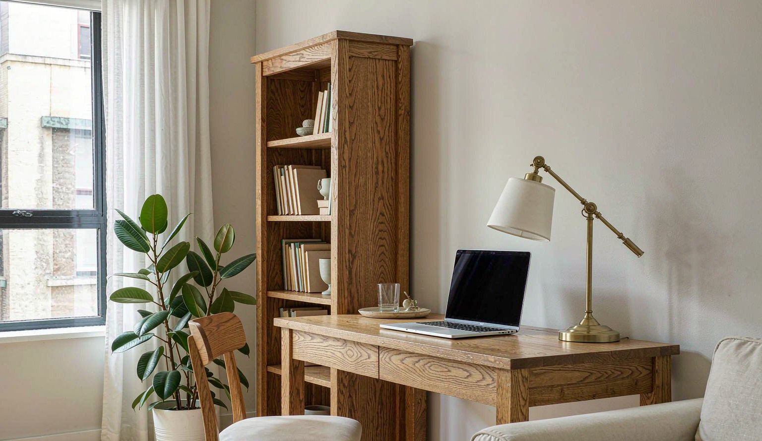 Home Home office corner with oak desk