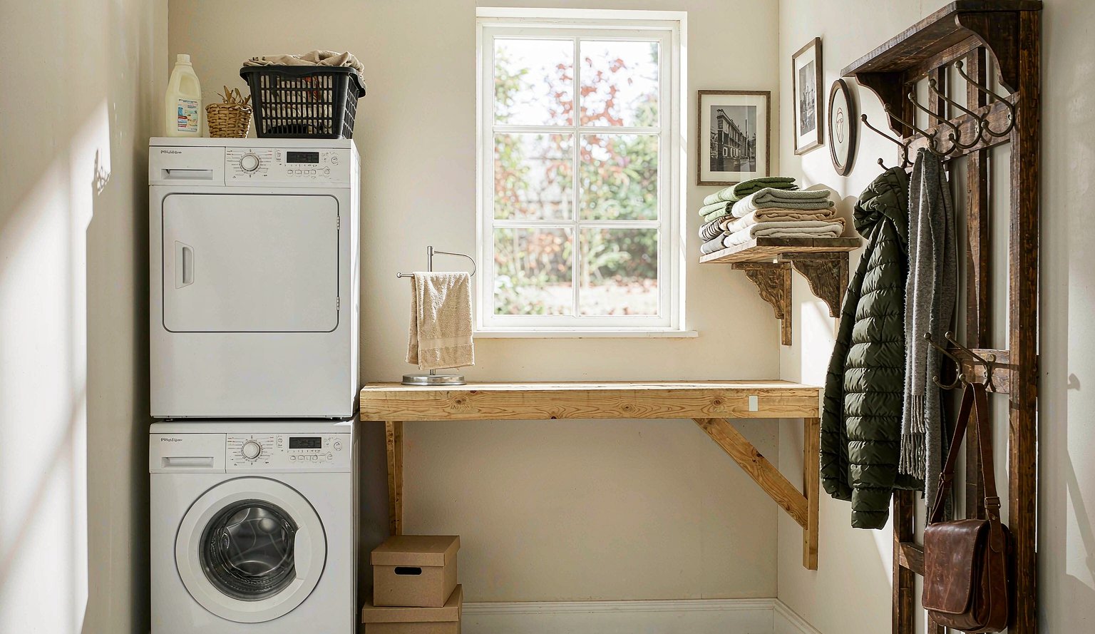 Home Utility room with washing machine and dryer